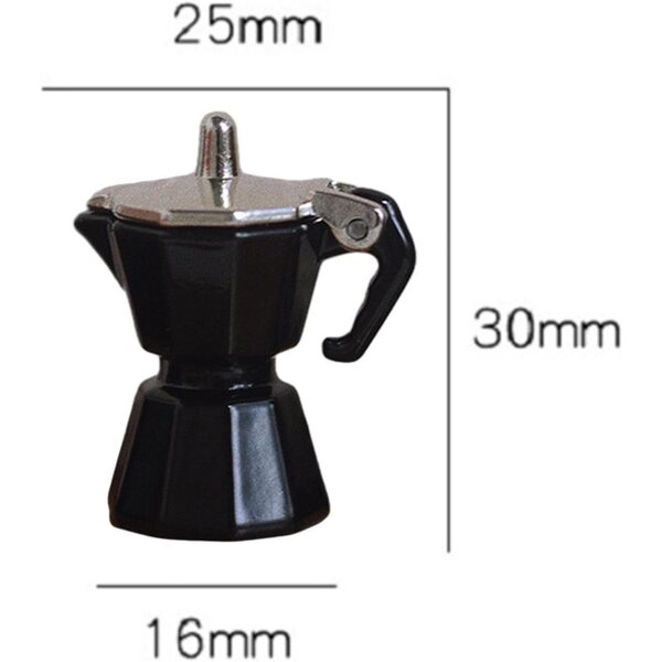 Miniatur-Kaffeekanne aus schwarzem Metall für Puppenhaus 1:12, realistische Details