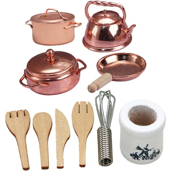 ERINGOGO 12 Set Pentole e Padelle Miniature in Lega per Casa delle Bambole