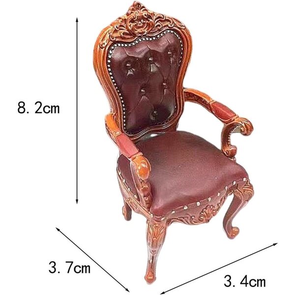 Sedia Miniatura Vintage 1/12 in Lega di Zinco e PVC per Casa delle Bambole