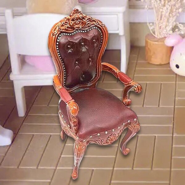 Sedia Miniatura Vintage 1/12 in Lega di Zinco e PVC per Casa delle Bambole