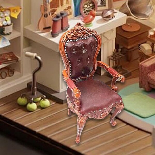 Sedia Miniatura Vintage 1/12 in Lega di Zinco e PVC per Casa delle Bambole