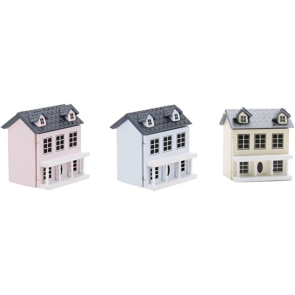Casa delle bambole 1:12 in legno rosa decorativa e portatile per modelli realistici