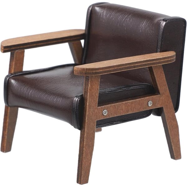 Mini Poltrona in Legno e Pelle Nero per Casa delle Bambole | GARIOUANS