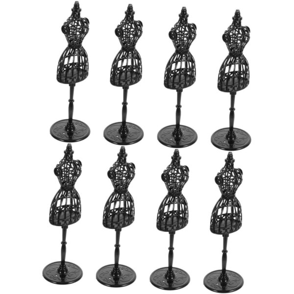 Set 8 Mannequin Miniature Nero per Abiti di Bambola in Plastica Resistente