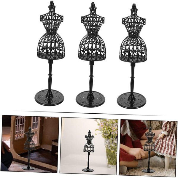 Set mit 8 schwarzen Miniatur-Schaufensterpuppen für Puppenkleidung aus widerstandsfähigem Kunststoff