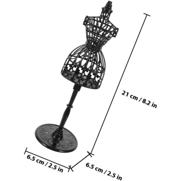 Set 8 Mini Manichini Neri per Vestiti di Bambole - Supporti Stabili e Compatti