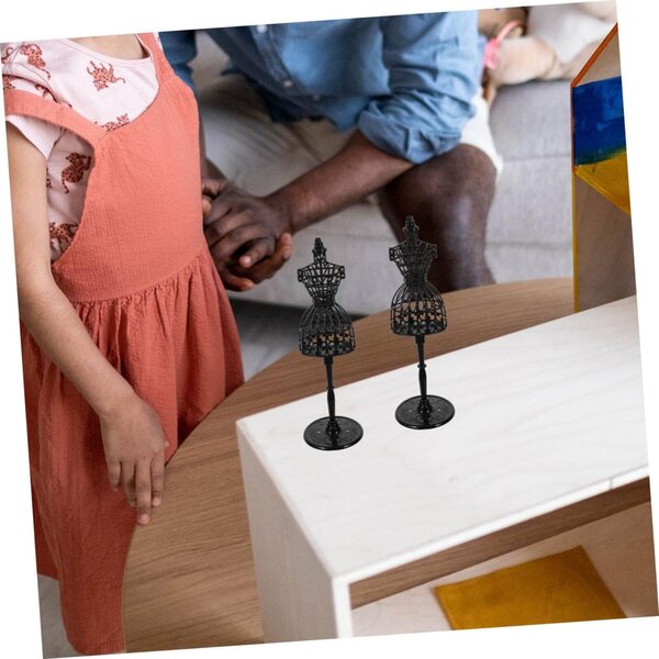 Set 8 Mini Manichini Neri per Vestiti di Bambole - Supporti Stabili e Compatti