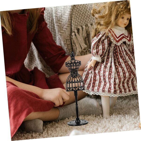 Set 8 Mini Manichini Neri per Vestiti di Bambole - Supporti Stabili e Compatti