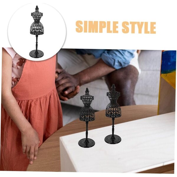 Set 8 Mini Manichini Neri per Vestiti di Bambole - Supporti Stabili e Compatti