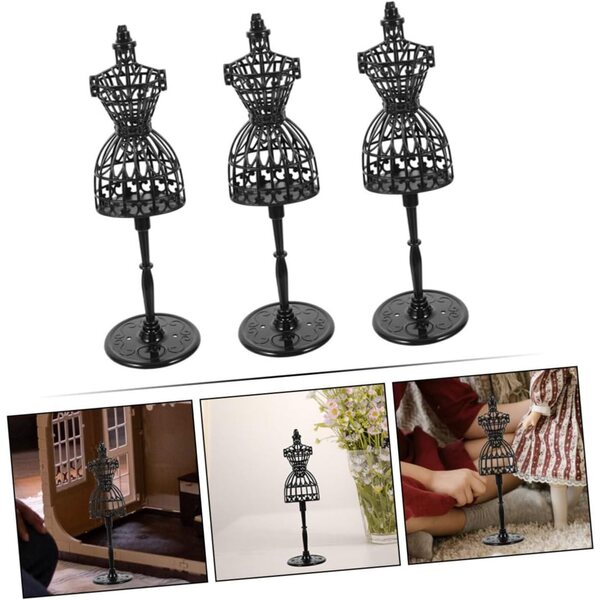 Set 8 Mini Manichini Neri per Vestiti di Bambole - Supporti Stabili e Compatti