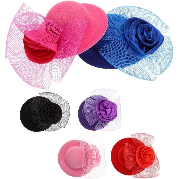 6 Mini Cappelli in Tessuto per Bambole Colorati ed Eleganti per Progetti Creativi DIY