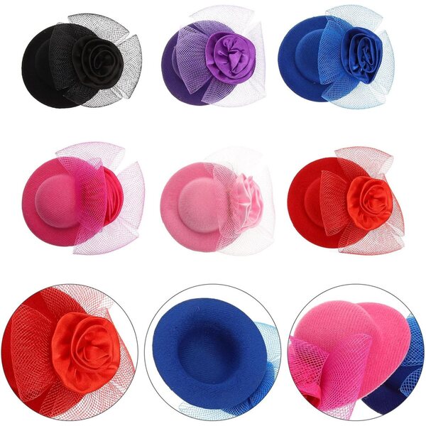 6 Mini Cappelli in Tessuto per Bambole Colorati ed Eleganti per Progetti Creativi DIY
