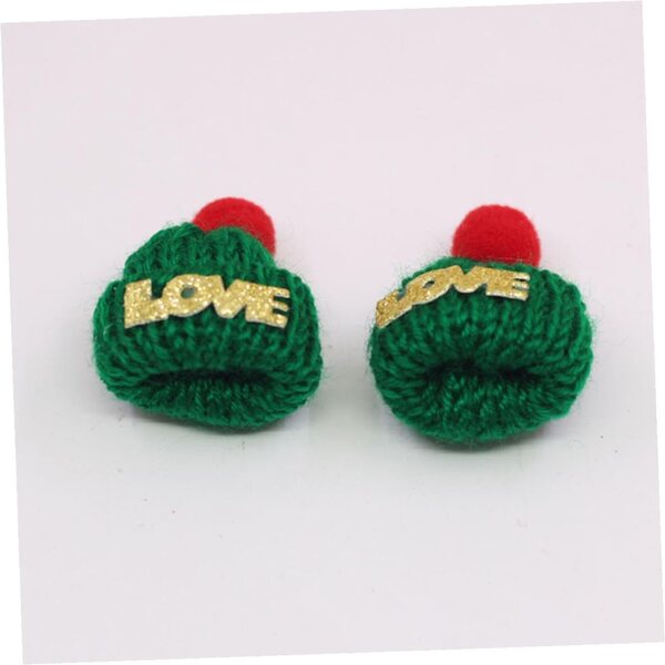 Set 36 Mini Bonnetti Natalizi in Lana per Decorazioni Fai-da-Te Rosso Verde Bianco