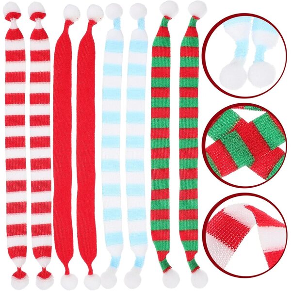 Set mit 8 bunten Mini-Weihnachtsschals für Flaschendekorationen und Puppen