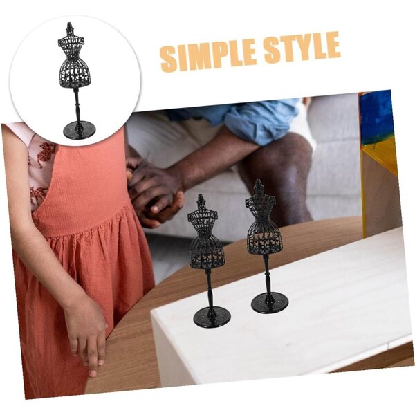 Set 8 Mini Manichini Neri in Plastica per Abiti da Bambola - Supporto Stabile e Leggero