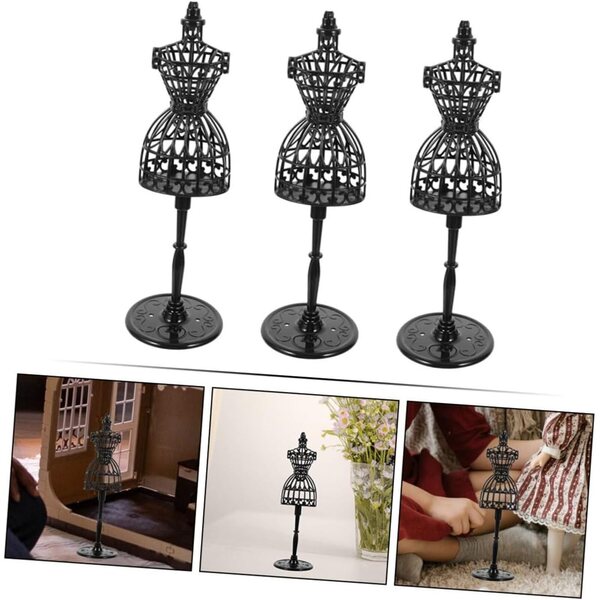 Set 8 Mini Manichini Neri in Plastica per Abiti da Bambola - Supporto Stabile e Leggero