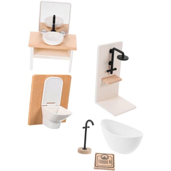 1:12 Miniatur-Badezimmermöbel-Set aus Holz und Kunststoff für Puppenhäuser