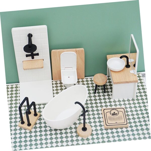 1:12 Miniatur-Badezimmermöbel-Set aus Holz und Kunststoff für Puppenhäuser