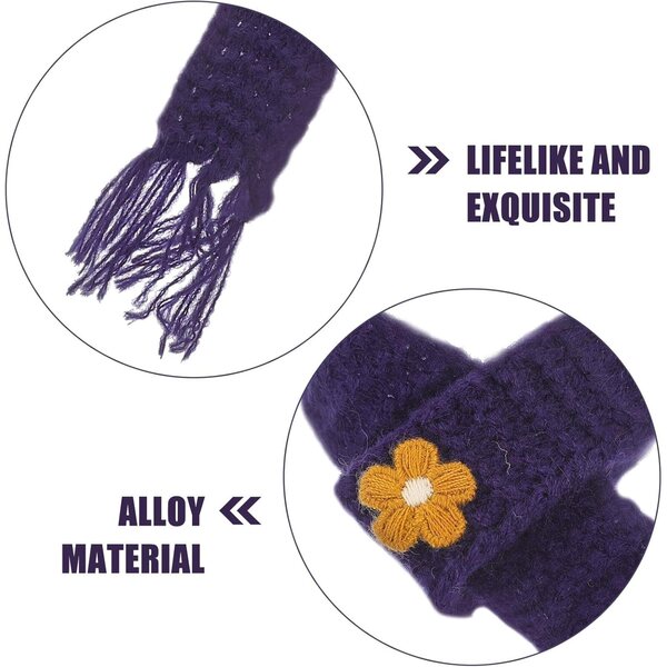 Set 5 Mini Sciarpe In magliaes Blu Navy Regolabili per Puppe e Progetti DIY