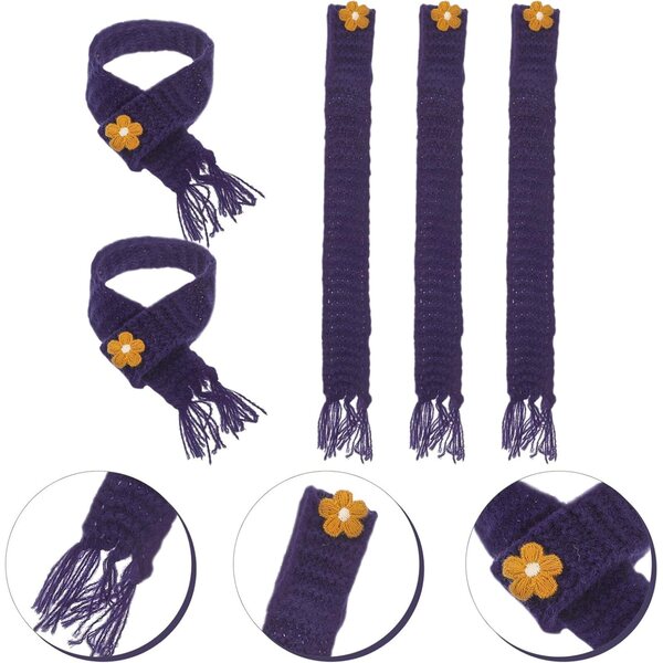 Set 5 Mini Sciarpe In magliaes Blu Navy Regolabili per Puppe e Progetti DIY
