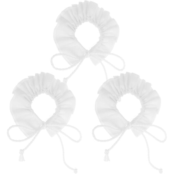 Set 3 Collane Miniature Vintage in Cotone Bianco per Pupazzi e Mini-bambole 10-15 cm