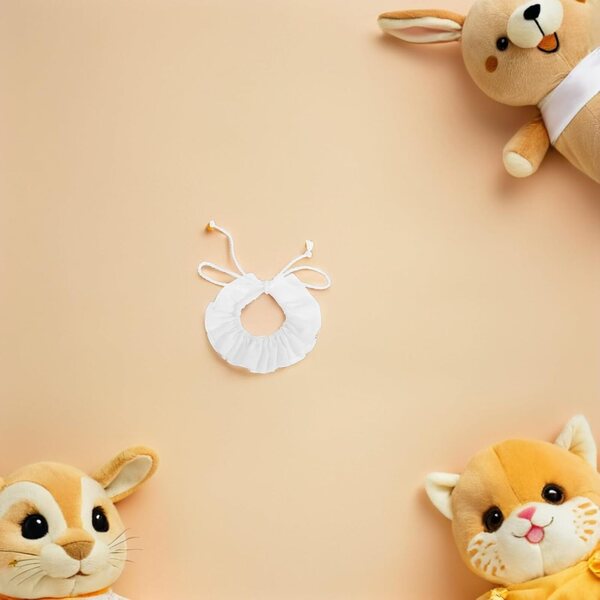Set 3 Collane Miniature Vintage in Cotone Bianco per Pupazzi e Mini-bambole 10-15 cm
