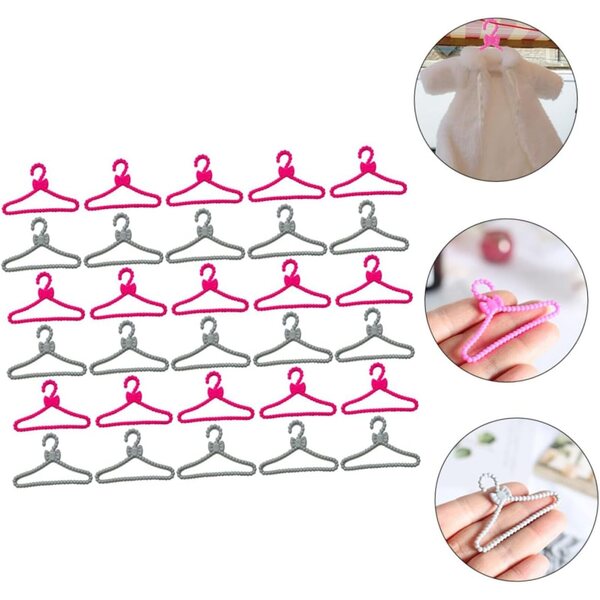 Mini-Cintres für Puppen, 60 Stück, aus robustem Kunststoff für Kleidung und Accessoires