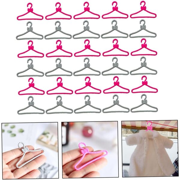 Mini-Cintres für Puppen, 60 Stück, aus robustem Kunststoff für Kleidung und Accessoires