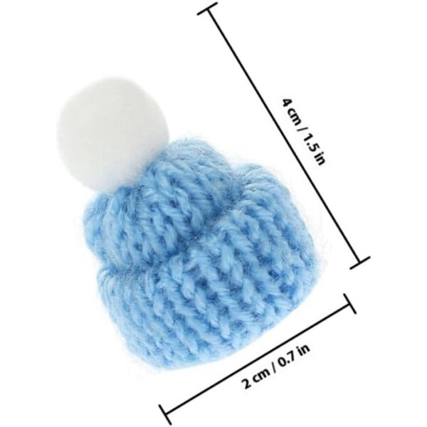 Set mit 20 blauen Mini-Strickhauben für Weihnachtsdekorationen und kreative DIY-Projekte