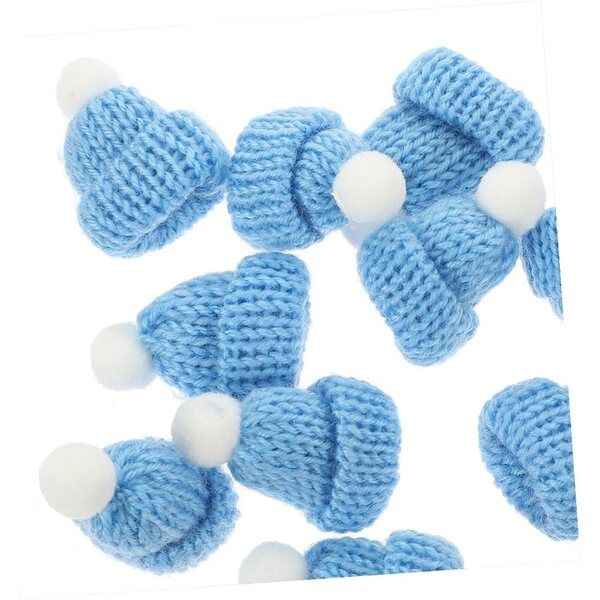 Set mit 20 blauen Mini-Strickhauben für Weihnachtsdekorationen und kreative DIY-Projekte