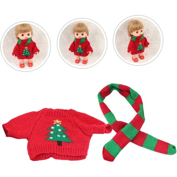 Mini-Pullover und Schal-Set für Puppen aus leichtem Stoff in verschiedenen Farben