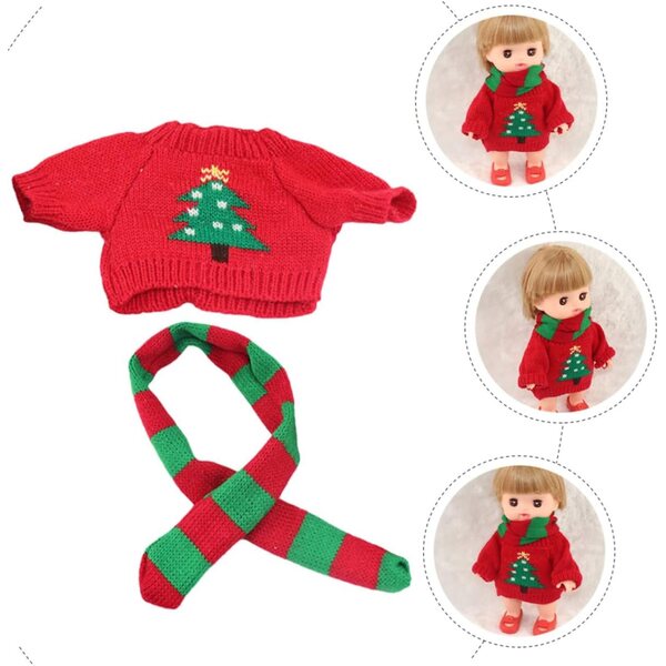 Mini-Pullover und Schal-Set für Puppen aus leichtem Stoff in verschiedenen Farben