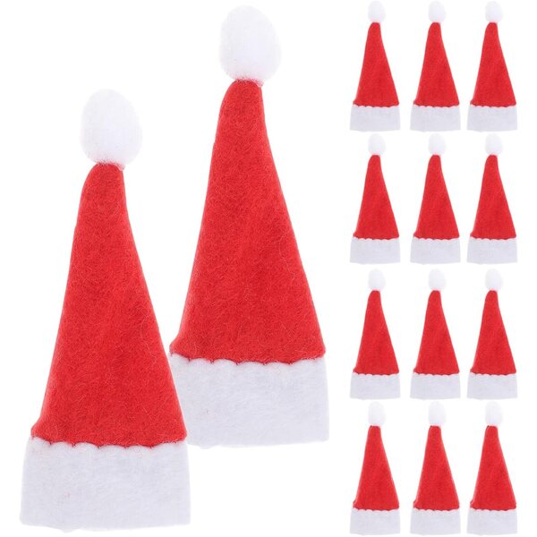 Mini Chapeaux de Noël in Tessuto Non Tessuto, 24 Pezzi, Decorazioni Natalizie Colorate 5 cm
