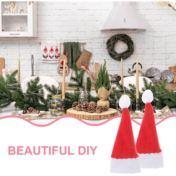 Mini Chapeaux de Noël in Tessuto Non Tessuto, 24 Pezzi, Decorazioni Natalizie Colorate 5 cm