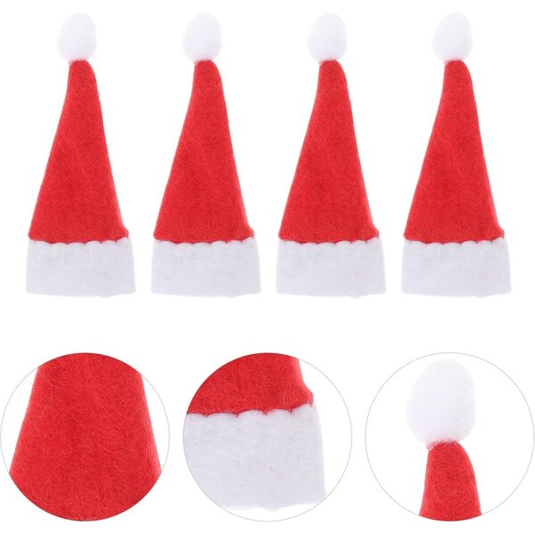 Mini Chapeaux de Noël in Tessuto Non Tessuto, 24 Pezzi, Decorazioni Natalizie Colorate 5 cm