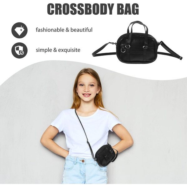 Mini borsetta in PU nera per bambola 18 pollici - accessorio decorativo resistente