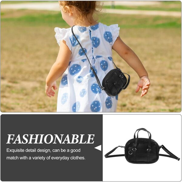 Mini borsetta in PU nera per bambola 18 pollici - accessorio decorativo resistente