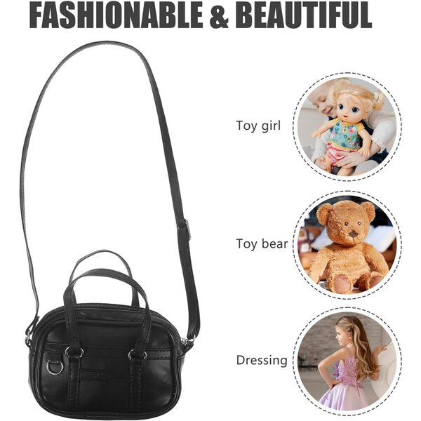 Mini borsetta in PU nera per bambola 18 pollici - accessorio decorativo resistente