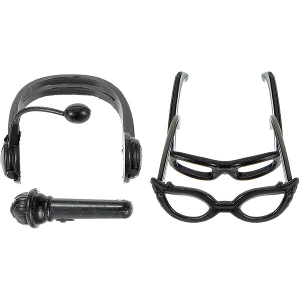 Set Accessori Miniature per bambole: Casco, Microfono e 2 Paia di Occhiali Neri