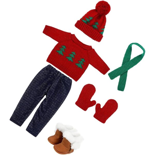 Set Vestiti per Bambola Costume Natalizio Miniatura in Cotone Colorato