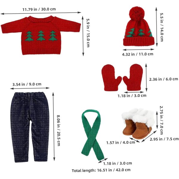 Set Vestiti per Bambola Costume Natalizio Miniatura in Cotone Colorato