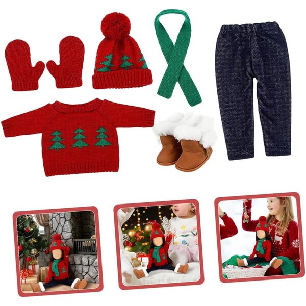 Set Vestiti per Bambola Costume Natalizio Miniatura in Cotone Colorato