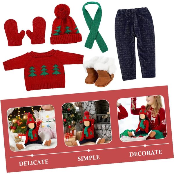 Set Vestiti per Bambola Costume Natalizio Miniatura in Cotone Colorato
