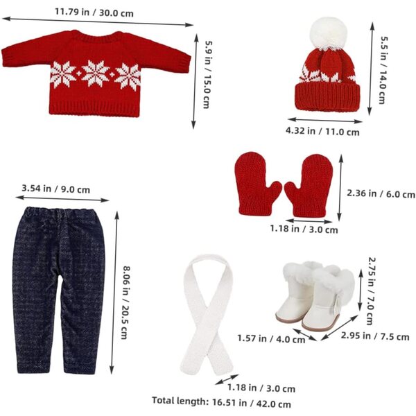 Completo natalizio per bambole in cotone morbido con accessori festivi e confortevoli