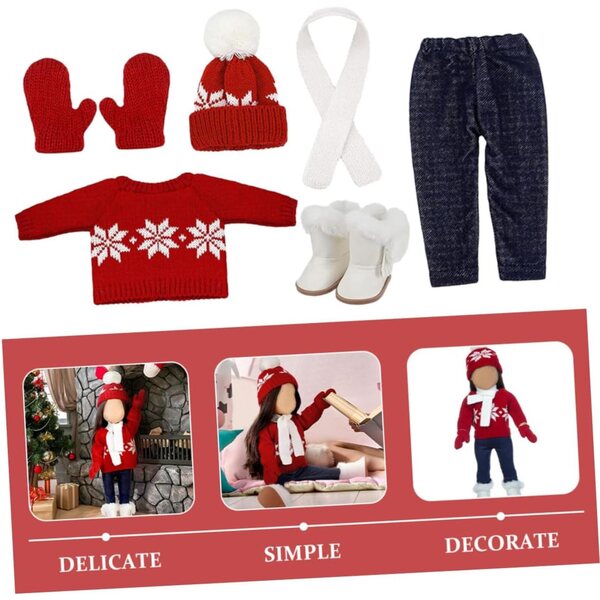 Completo natalizio per bambole in cotone morbido con accessori festivi e confortevoli