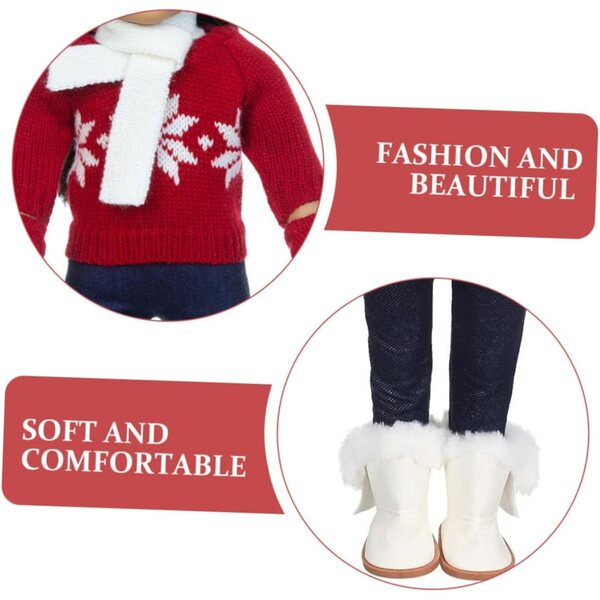 Completo natalizio per bambole in cotone morbido con accessori festivi e confortevoli