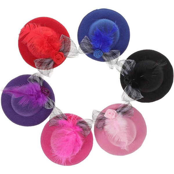 Set 6 Mini Cappelli Colorati per Bambole - Accessori Creativi e Decorativi in Poliestere