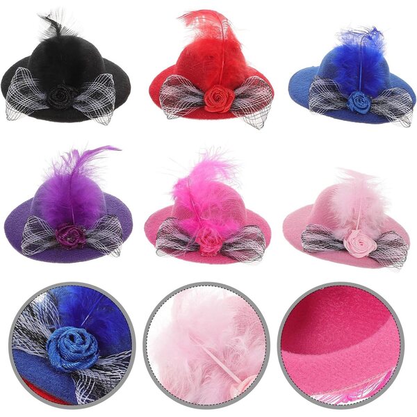 Set 6 Mini Cappelli Colorati per Bambole - Accessori Creativi e Decorativi in Poliestere