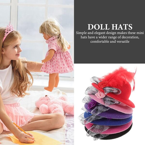 Set 6 Mini Cappelli Colorati per Bambole - Accessori Creativi e Decorativi in Poliestere