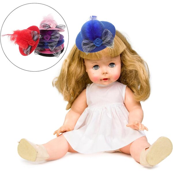 Set mit 6 farbigen Mini-Hüten für Puppen, kabelloses Zubehör für Kreativität und Partys